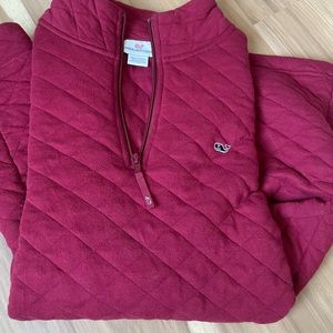 Dark Red Vineyard Vines Quilted Quarter Zip